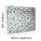 York Bird and Pomegranate Woad Peel and Stick Wallpaper