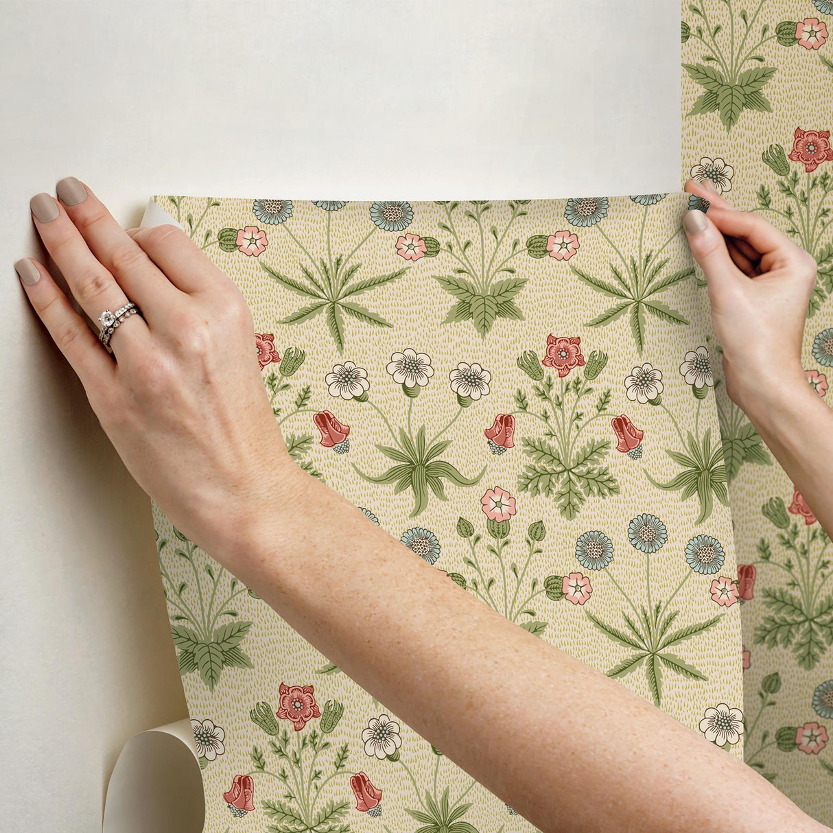 York Daisy Fennel and Rose Peel and Stick Wallpaper
