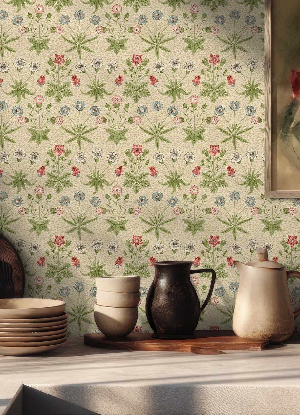 York Daisy Fennel and Rose Peel and Stick Wallpaper