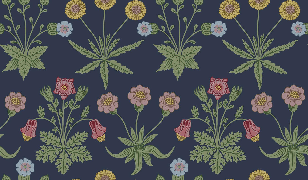 York Daisy Indigo Peel and Stick Wallpaper