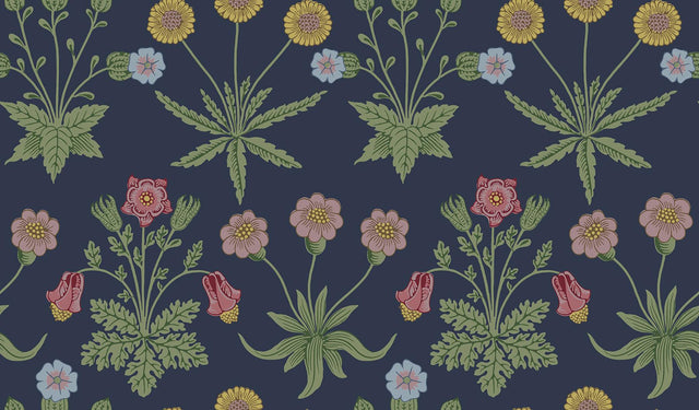 York Daisy Indigo Peel and Stick Wallpaper