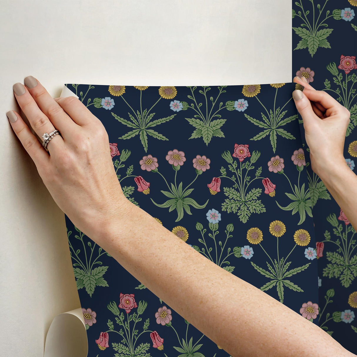 York Daisy Indigo Peel and Stick Wallpaper