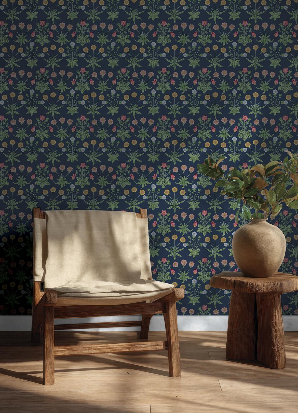 York Daisy Indigo Peel and Stick Wallpaper