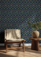 York Daisy Indigo Peel and Stick Wallpaper