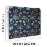 York Daisy Indigo Peel and Stick Wallpaper