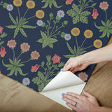 York Daisy Indigo Peel and Stick Wallpaper