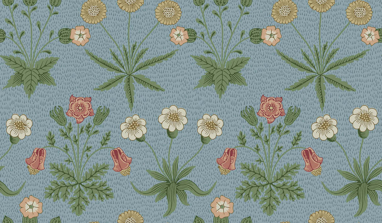 York Daisy Wedgwood and Coral Peel and Stick Wallpaper