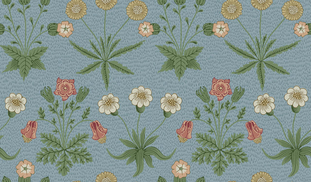 York Daisy Wedgwood and Coral Peel and Stick Wallpaper