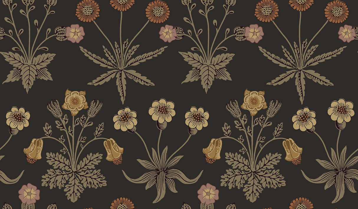York Daisy Chocolate and Paprika Peel and Stick Wallpaper