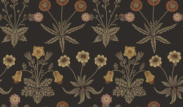 York Daisy Chocolate and Paprika Peel and Stick Wallpaper