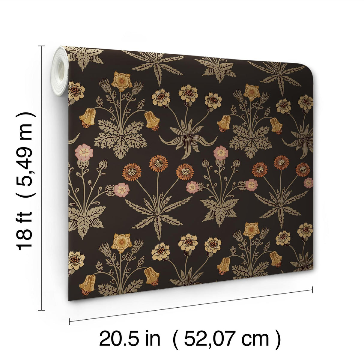 York Daisy Chocolate and Paprika Peel and Stick Wallpaper