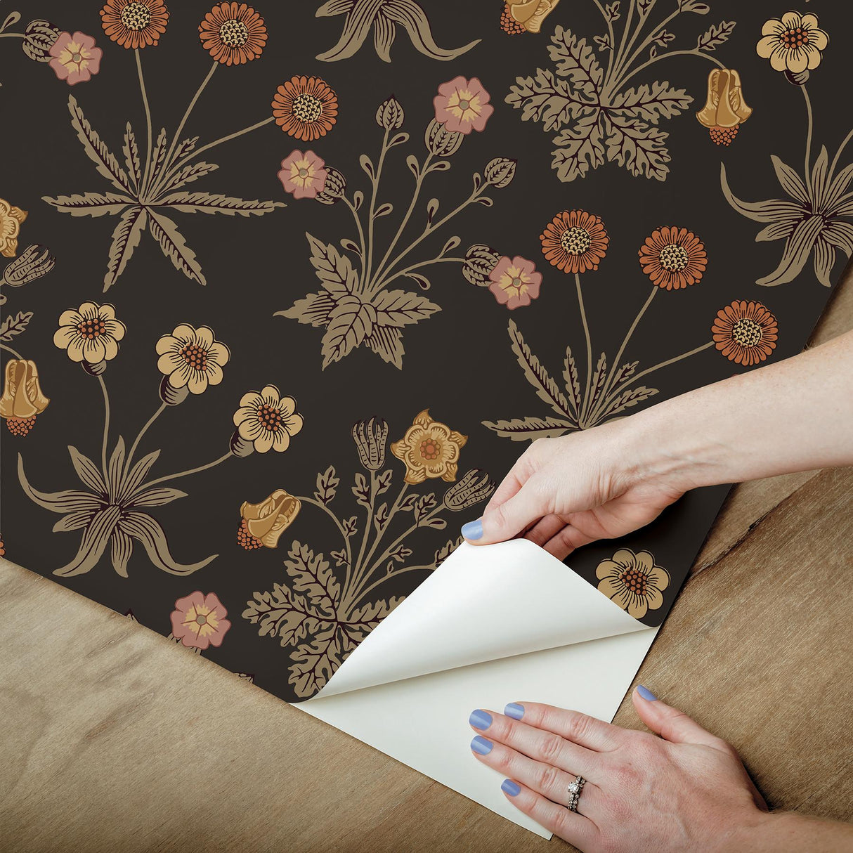 York Daisy Chocolate and Paprika Peel and Stick Wallpaper