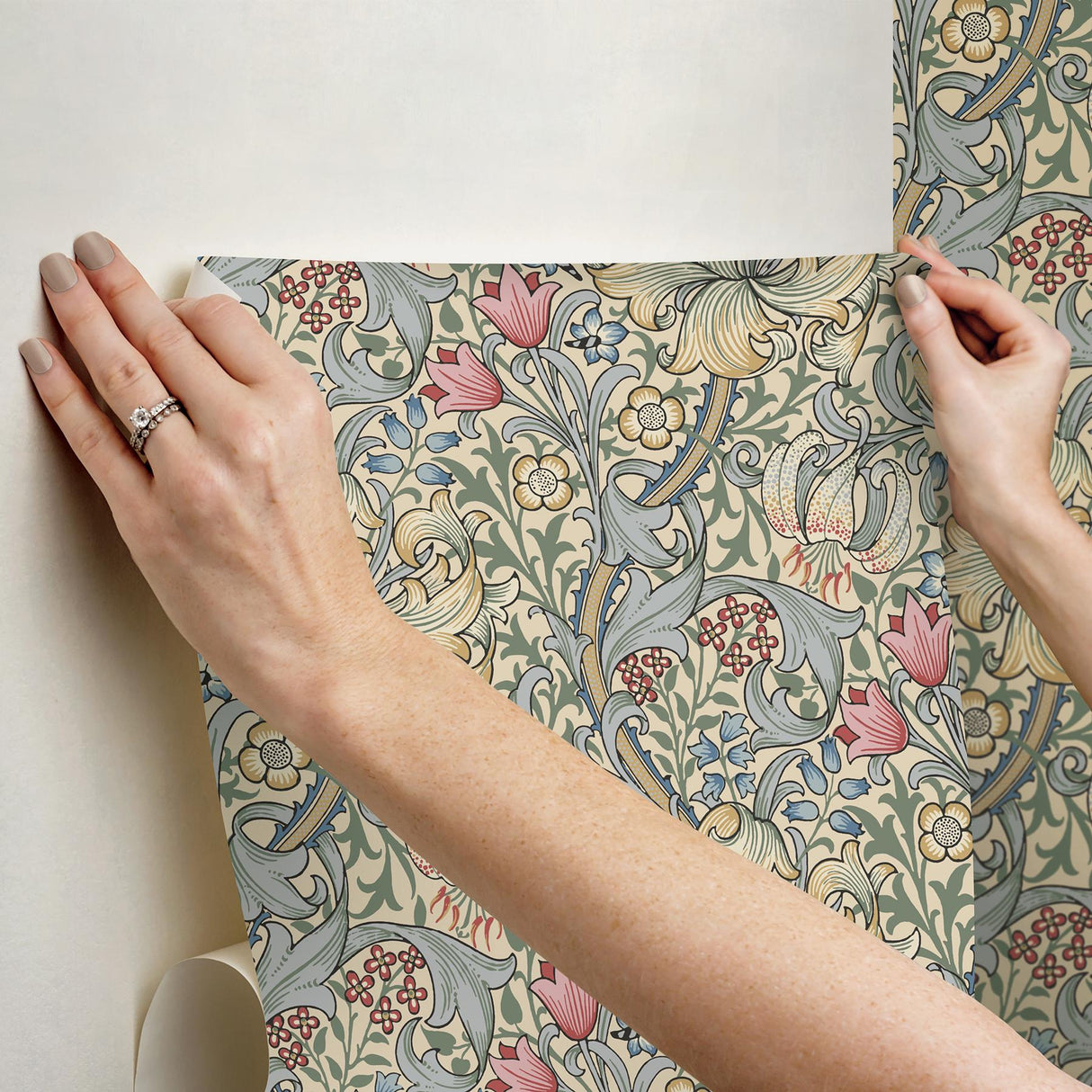 York Golden Lily Linen Peel and Stick Wallpaper