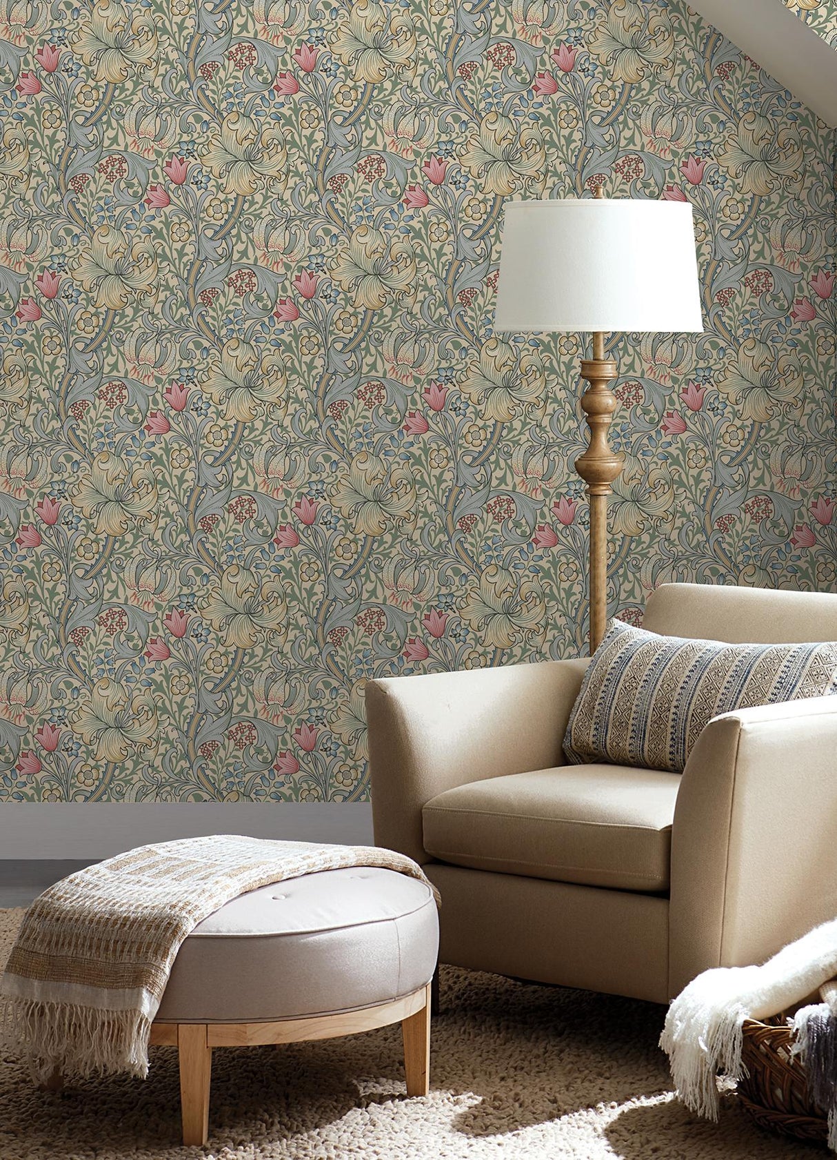 York Golden Lily Linen Peel and Stick Wallpaper