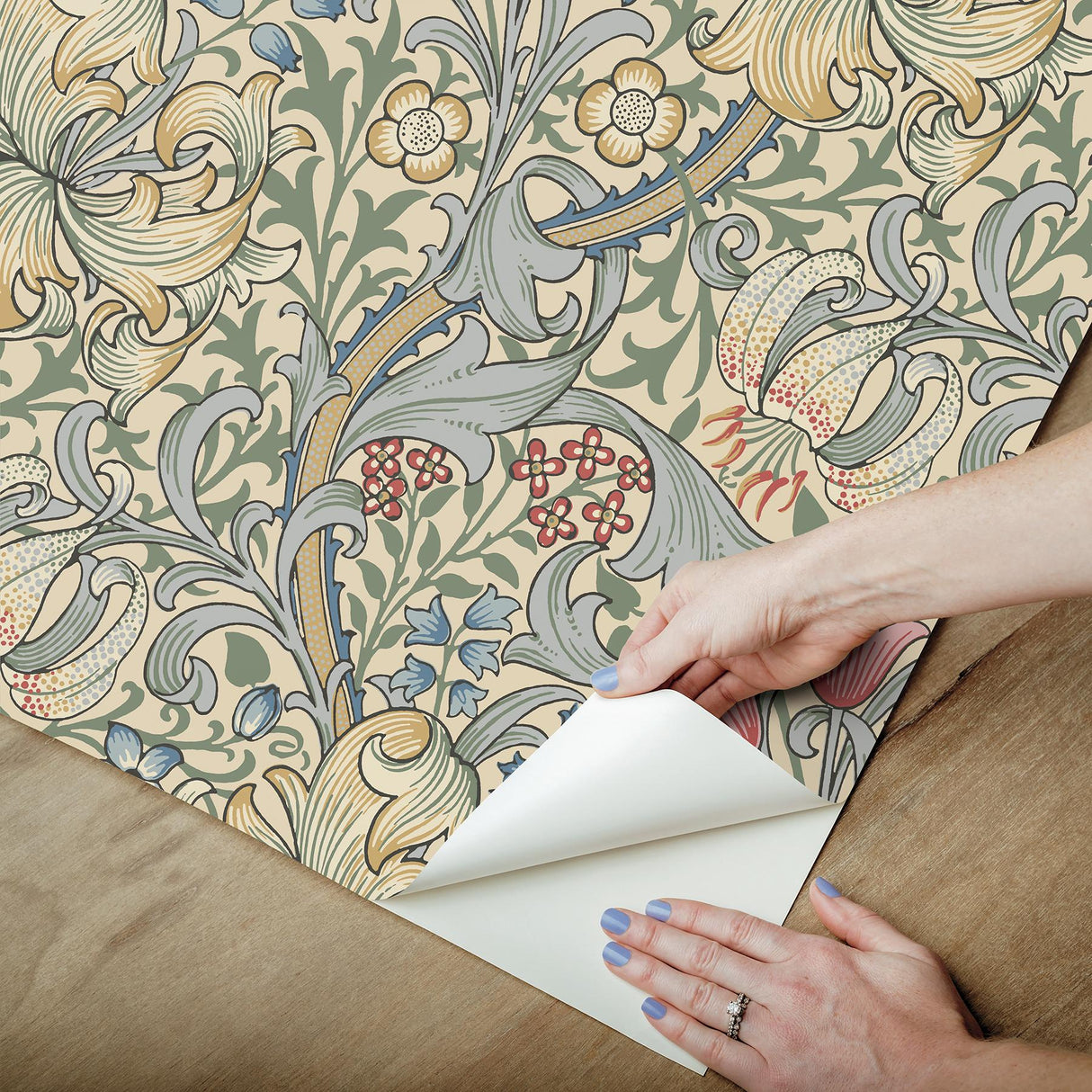 York Golden Lily Linen Peel and Stick Wallpaper