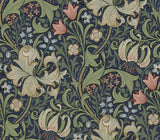 York Golden Lily Indigo and Rose Peel and Stick Wallpaper