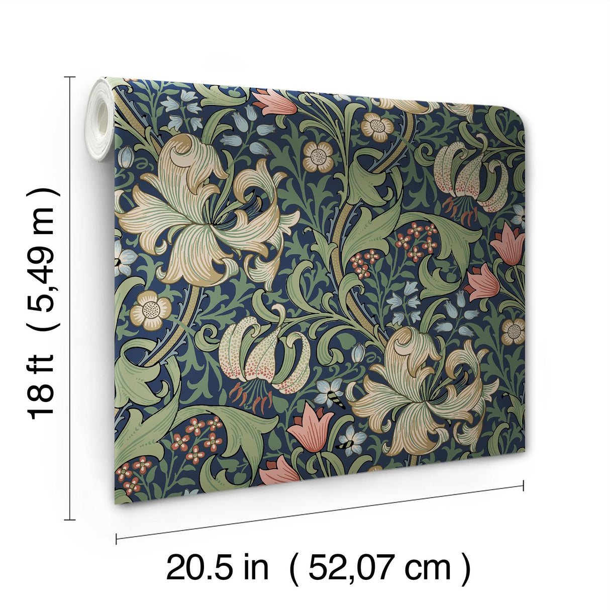 York Golden Lily Indigo and Rose Peel and Stick Wallpaper