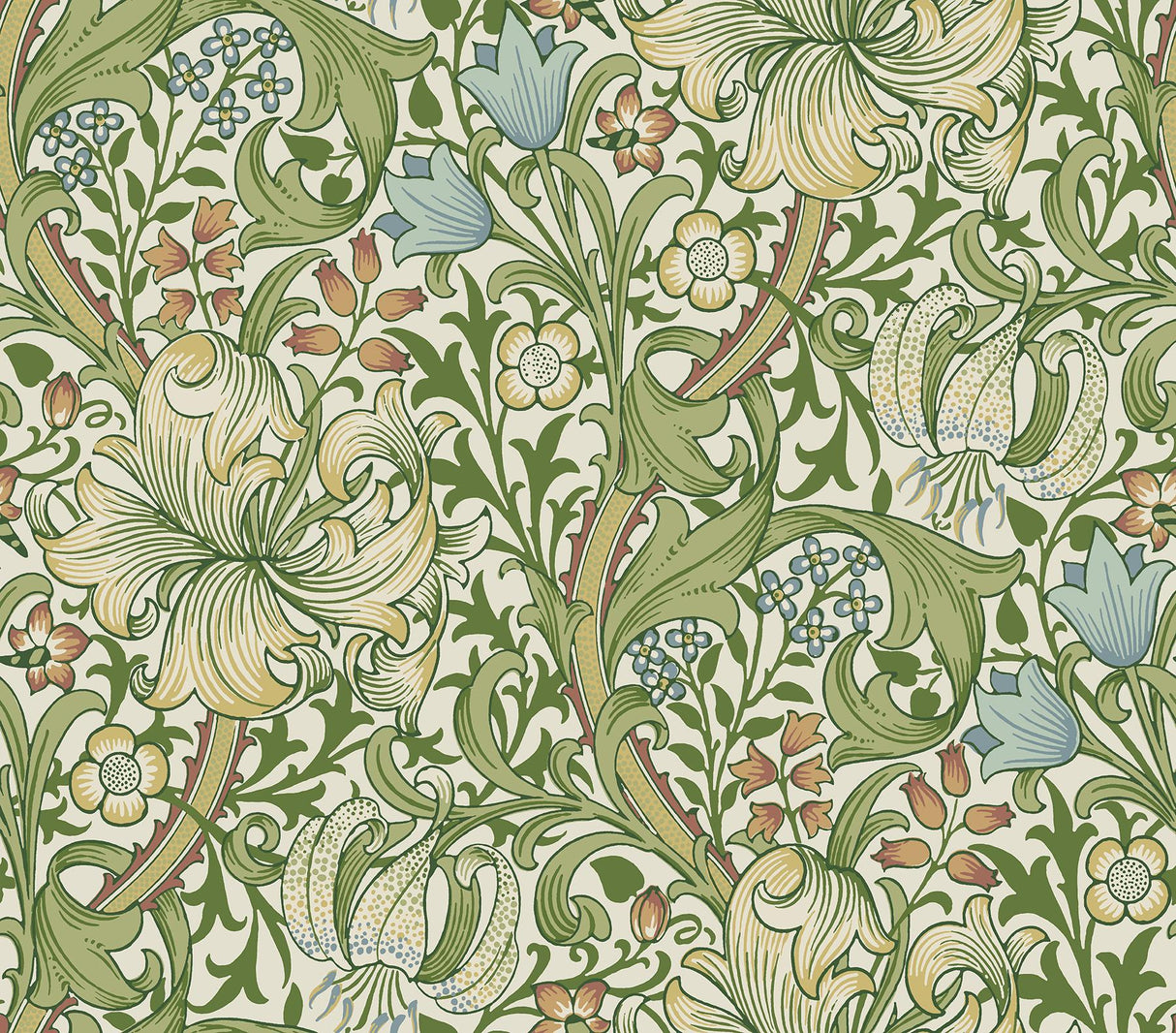 York Golden lily Boughs Green Peel and Stick Wallpaper