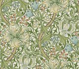 York Golden lily Boughs Green Peel and Stick Wallpaper