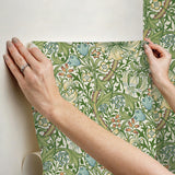 York Golden lily Boughs Green Peel and Stick Wallpaper