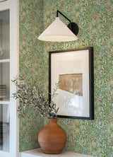 York Golden lily Boughs Green Peel and Stick Wallpaper