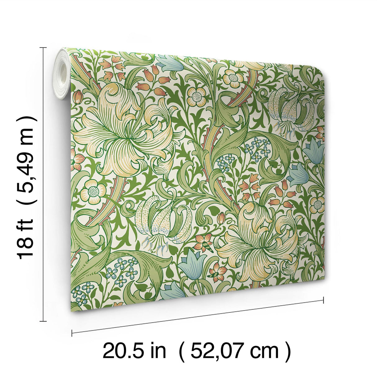 York Golden lily Boughs Green Peel and Stick Wallpaper