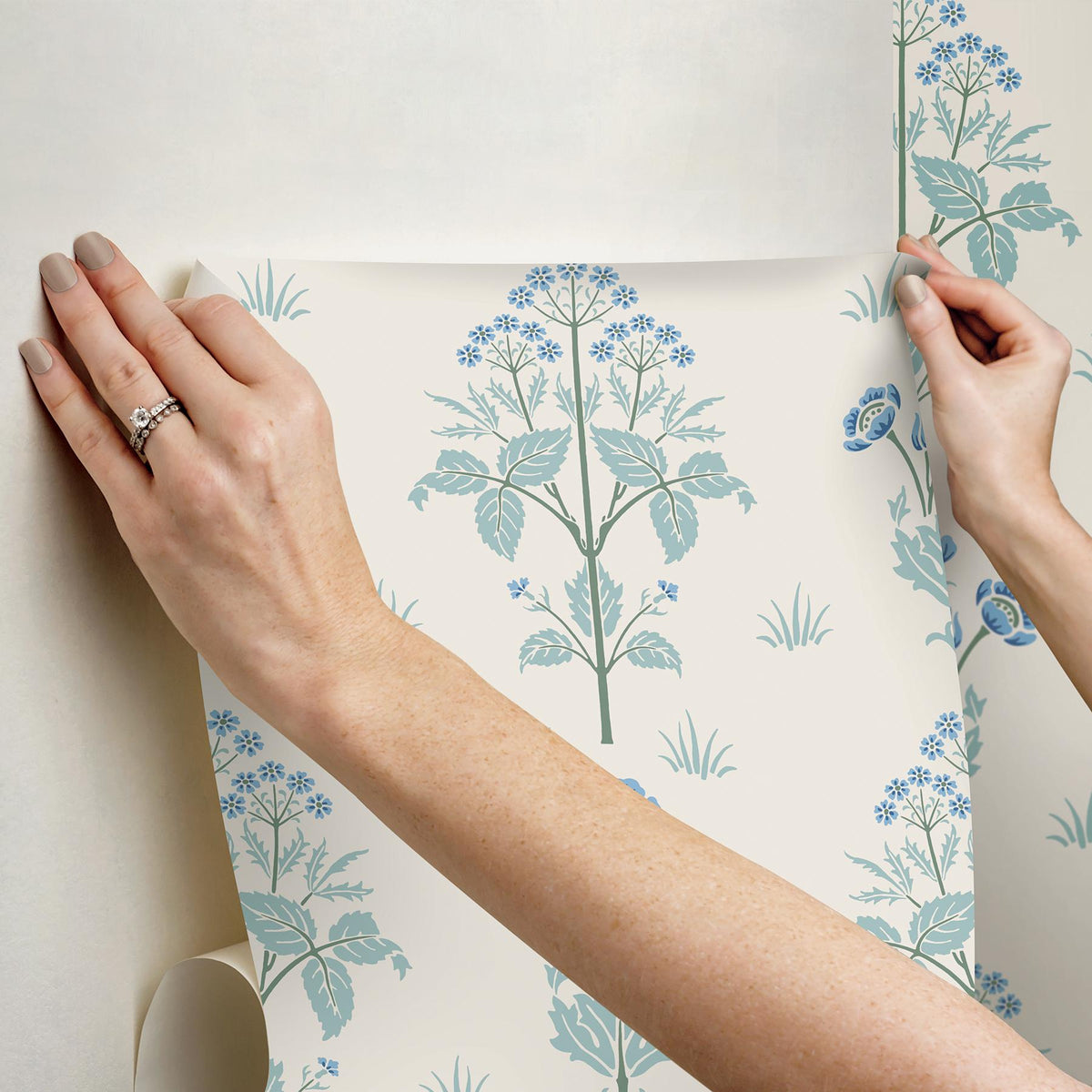 York Meadow Sweet Chalk and Wedgwood Peel and Stick Wallpaper
