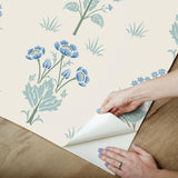 York Meadow Sweet Chalk and Wedgwood Peel and Stick Wallpaper