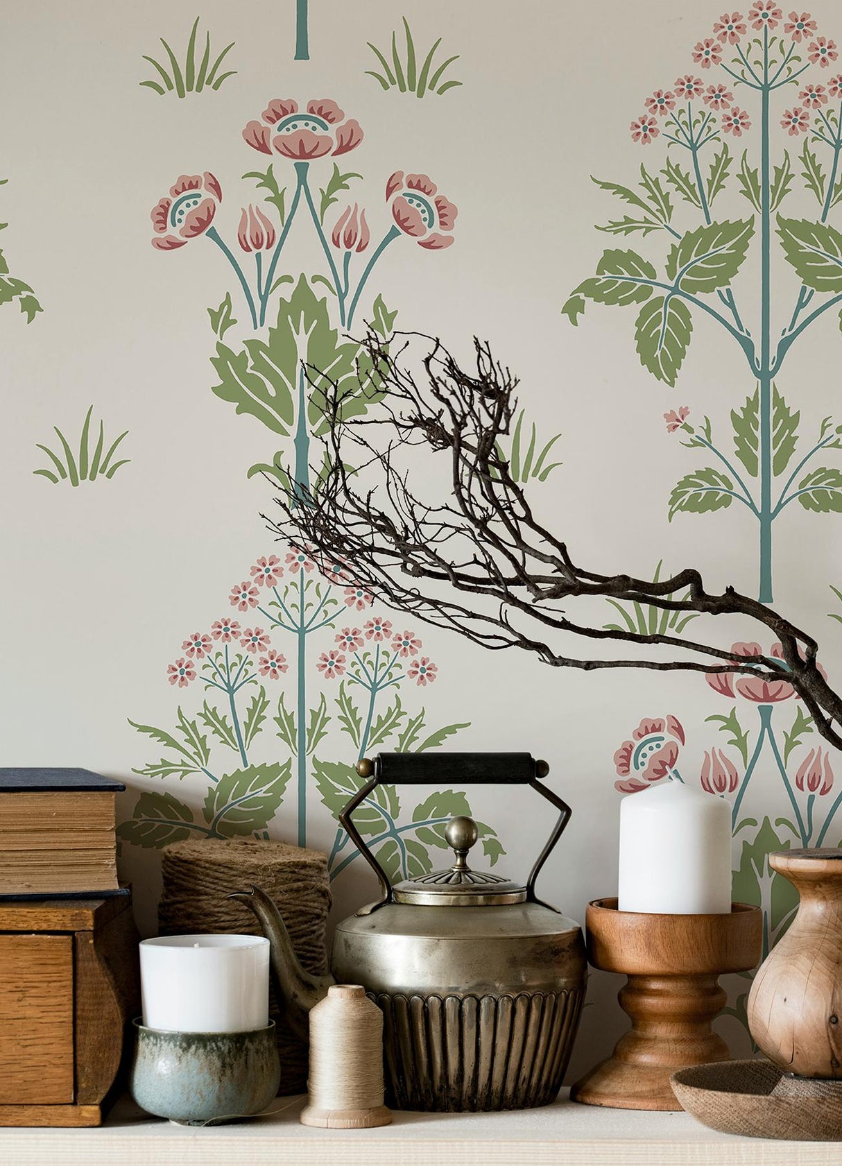 York Meadow Sweet Cotton and Rose Peel and Stick Wallpaper