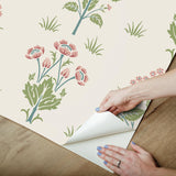 York Meadow Sweet Cotton and Rose Peel and Stick Wallpaper