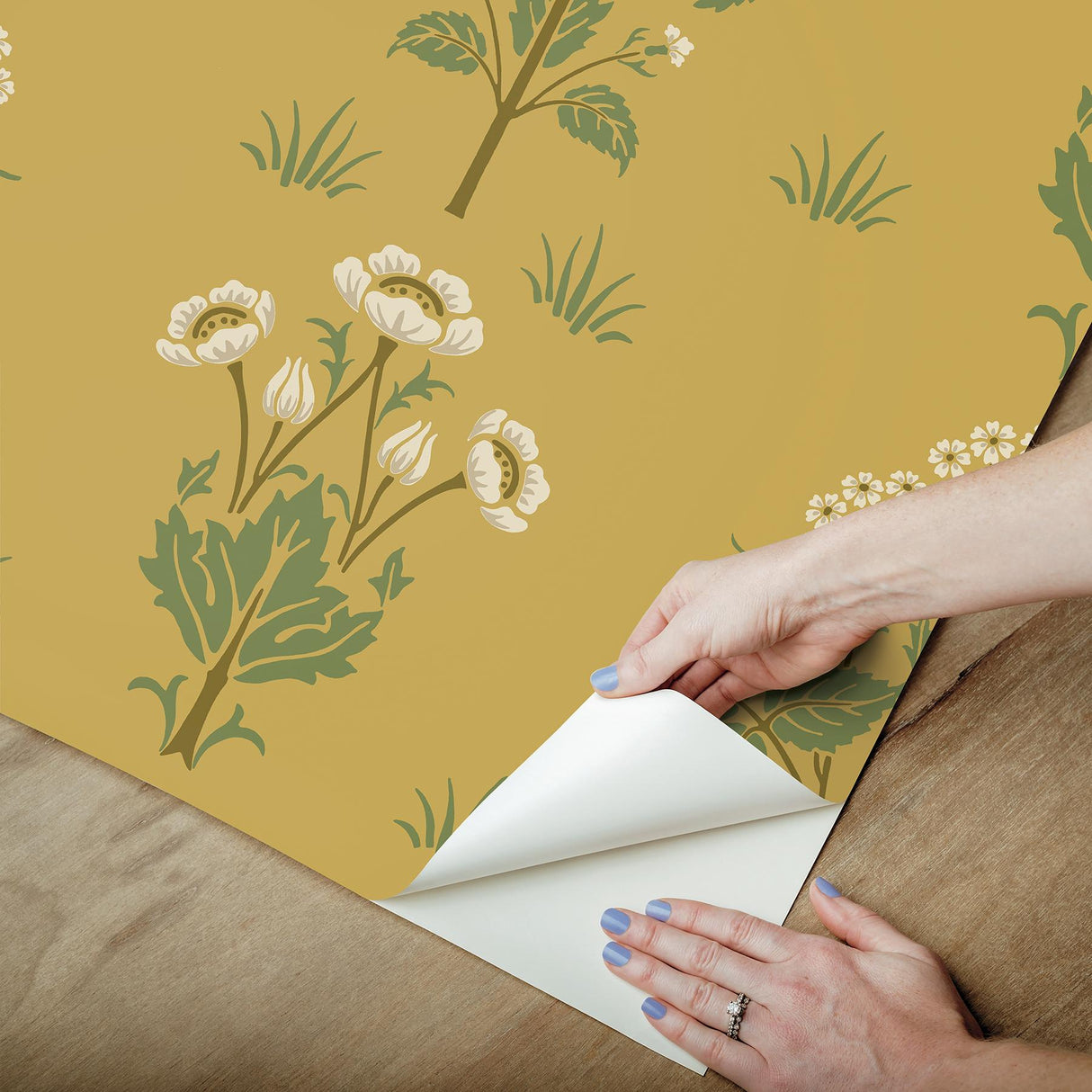 York Meadow Sweet Saffron and Thyme Peel and Stick Wallpaper
