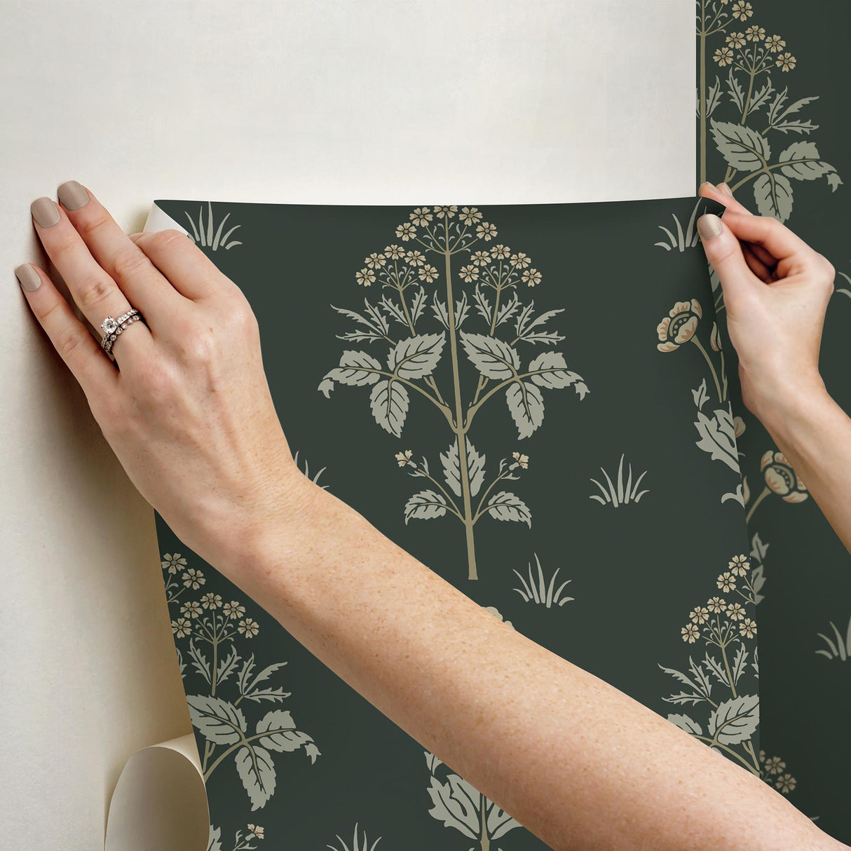 York Meadow Sweet Bayleaf and Manilla Peel and Stick Wallpaper