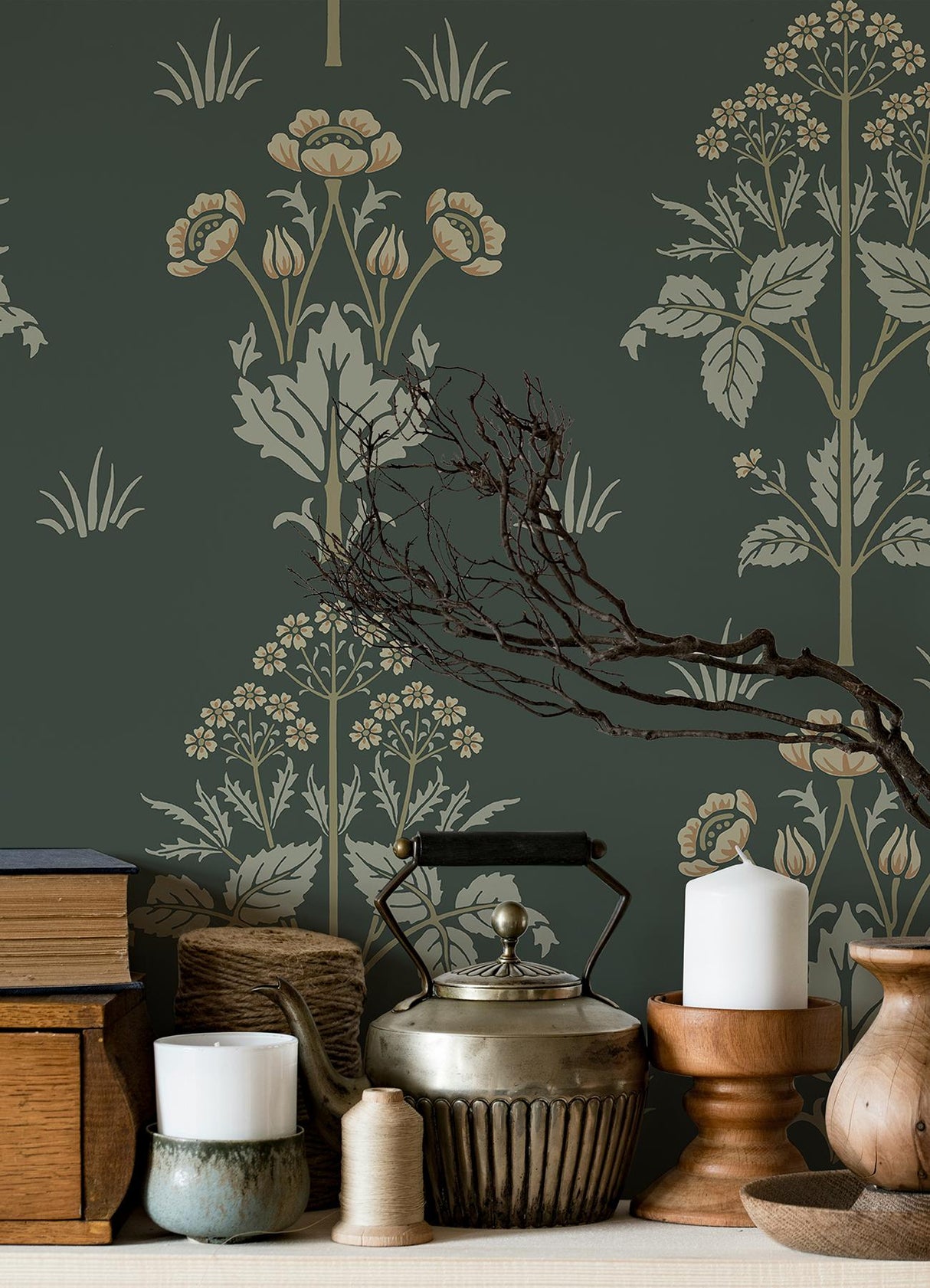 York Meadow Sweet Bayleaf and Manilla Peel and Stick Wallpaper