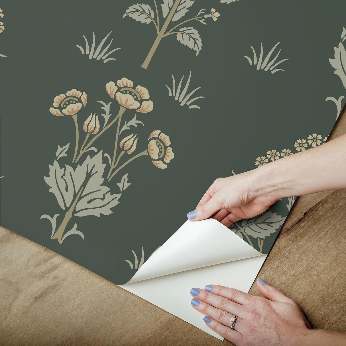 York Meadow Sweet Bayleaf and Manilla Peel and Stick Wallpaper