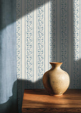 York Rosehip Stripe China Blue Peel and Stick Wallpaper