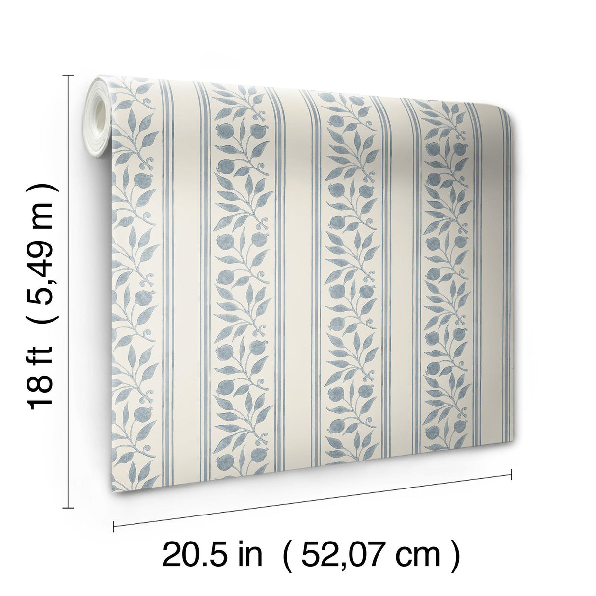 York Rosehip Stripe China Blue Peel and Stick Wallpaper