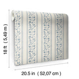 York Rosehip Stripe China Blue Peel and Stick Wallpaper