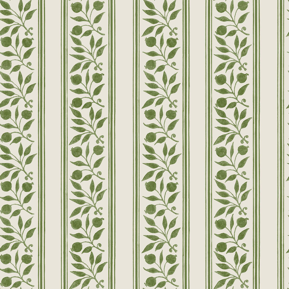 York Rosehip Stripe Boughs Green Peel and Stick Wallpaper