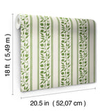 York Rosehip Stripe Boughs Green Peel and Stick Wallpaper