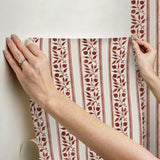 York Rosehip Stripe Madder Peel and Stick Wallpaper