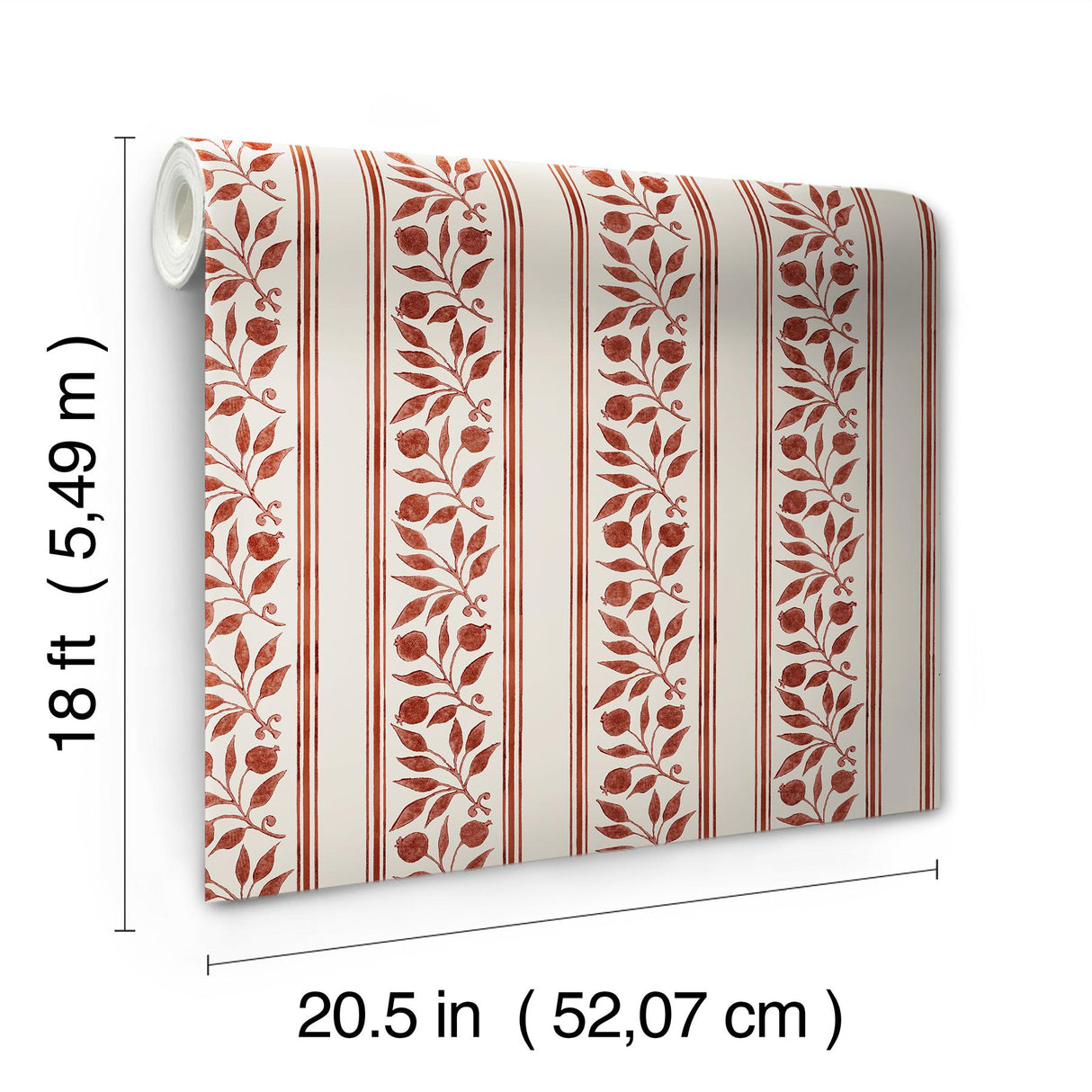 York Rosehip Stripe Madder Peel and Stick Wallpaper