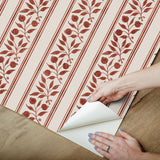 York Rosehip Stripe Madder Peel and Stick Wallpaper