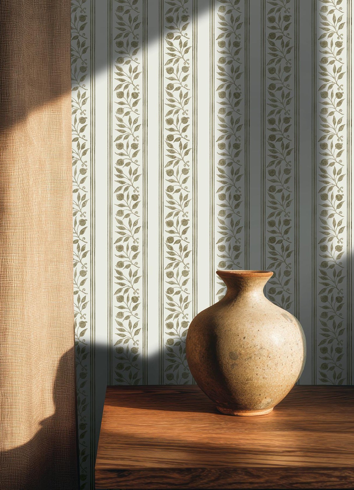 York Rosehip Stripe Flax Peel and Stick Wallpaper
