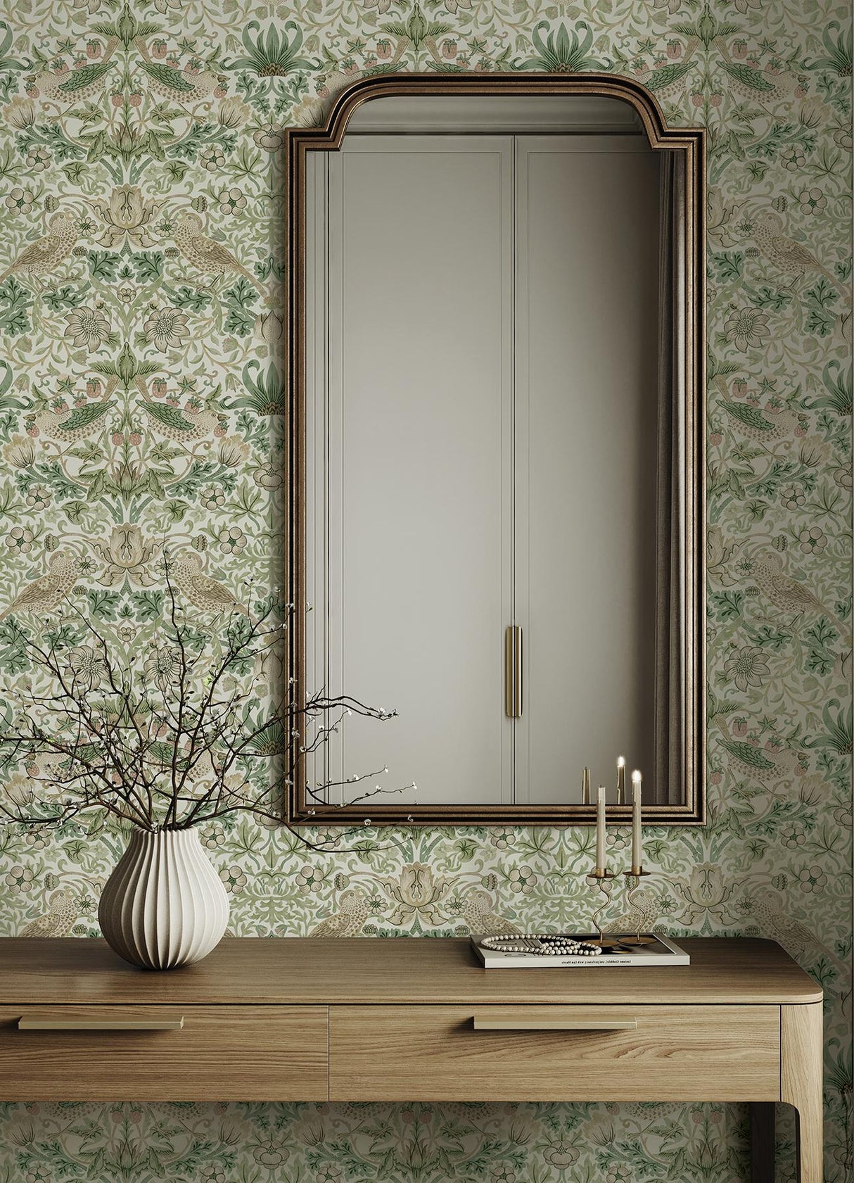 York Strawberry Thief Fennel Peel and Stick Wallpaper