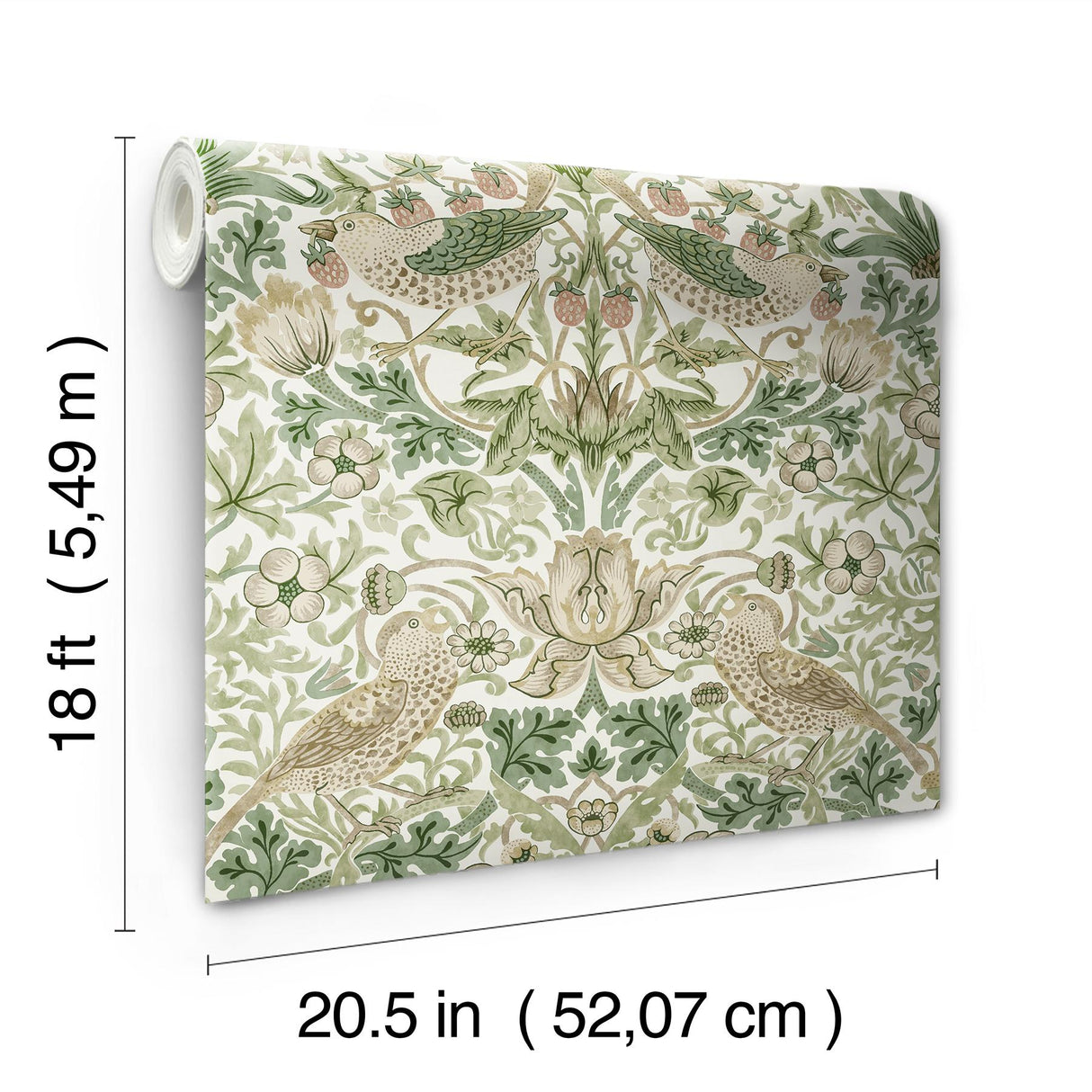 York Strawberry Thief Fennel Peel and Stick Wallpaper