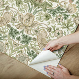 York Strawberry Thief Fennel Peel and Stick Wallpaper