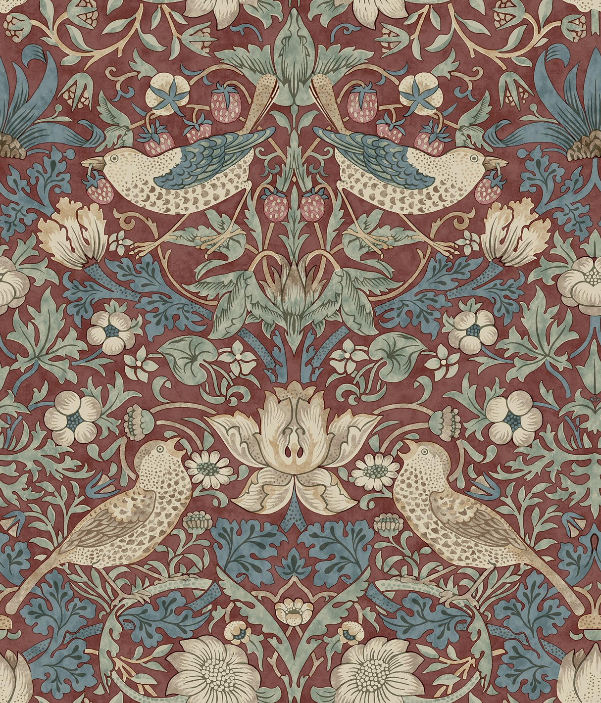 York Strawberry Thief Madder Peel and Stick Wallpaper
