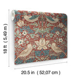 York Strawberry Thief Madder Peel and Stick Wallpaper