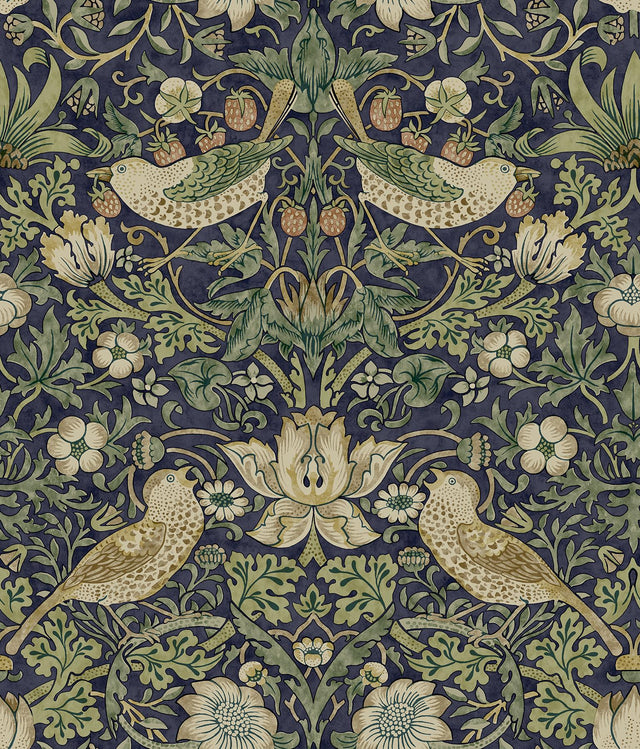 York Strawberry Thief Ink Blue Peel and Stick Wallpaper