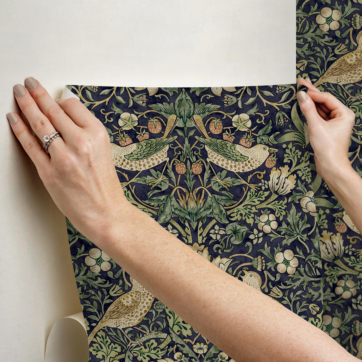 York Strawberry Thief Ink Blue Peel and Stick Wallpaper